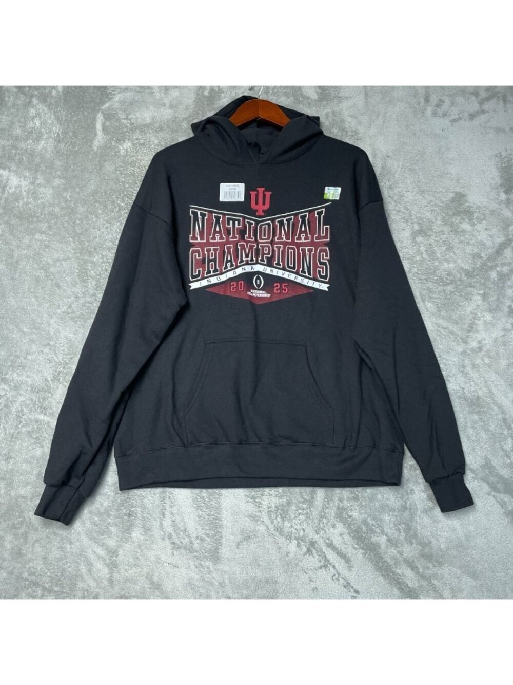 Hanes Men's L Black Indiana University National Champions 2025 Hoodie e1423